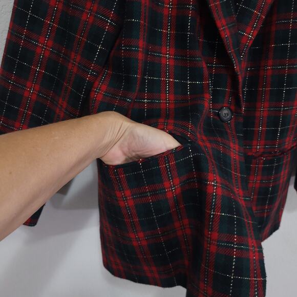 Radcliffe Blazer Womens 14 Vintage 90s Tartan Plaid Metallic Festive Par… - Picture 7 of 12